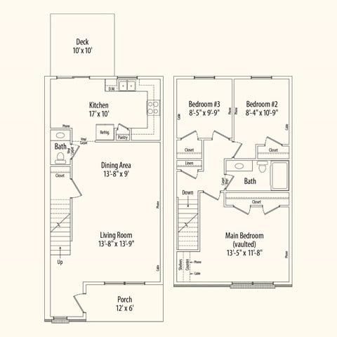 Floor plan for 3 beds, 1.5 baths, 1626 sqft